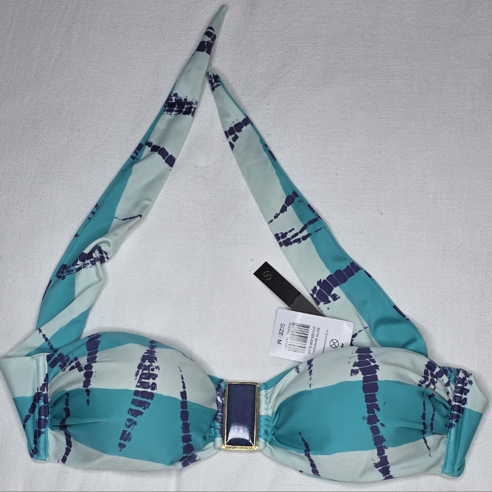 ViX Paula Hermanny Batik Bandeau Bikini Top - Blue Teal - Size M - NWT - Picture 7 of 11